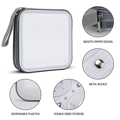 Black And White Golf CD Case 40 Capacity CD Holder Organizer Portable Zipper DVD Collection Storage Bag Compact Cases Storage Binder Plastic Holder Disc Car Home Travel
