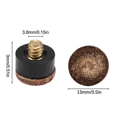 YuCool Pool Stick Tips,30 Pieces Screw-on Cue Tips Hard Leather Billiard Pool Cue Tips Replacement kit-13mm
