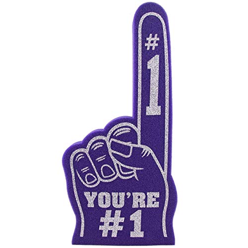 Giant Foam Finger 18 Inch- You're Number 1 Foam Hand for All Occasions - Cheerleading for Sports - Exciting Vibrant Colors use as Celebration Pom Poms- Great for Sports Events Games School Business - color: purple