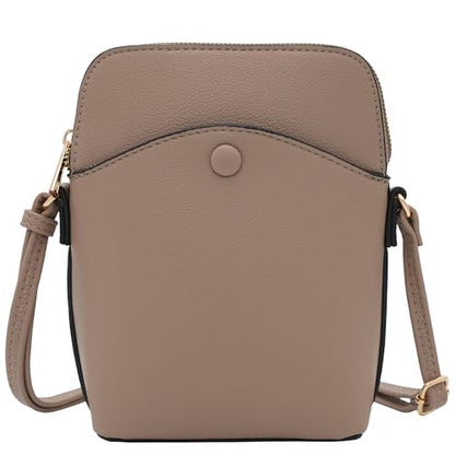 Solene Small Crossbody Bag with Gold Hardware, Mini Shoulder Purse with Adjustable Strap - color: Taupe