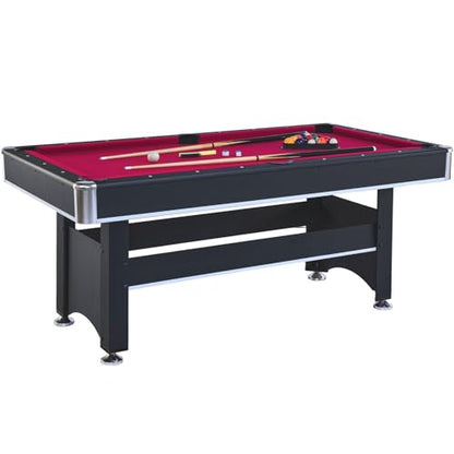 6-Foot Outdoor Pool Table with Red Felt - Multi Game for Family Gatherings and Parties