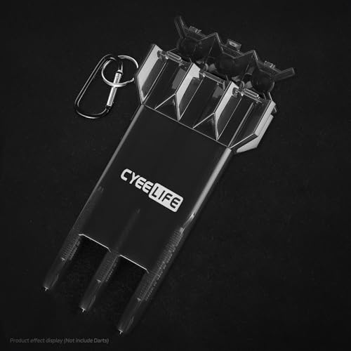 CyeeLife Dart Carrying Case: Adjustable, Portable Dart Storage Box with Key-locking Clasp, Holds 3 Fully Assembled Darts Up to 17.3cm/6.8 inches, Black, Solid, Unisex