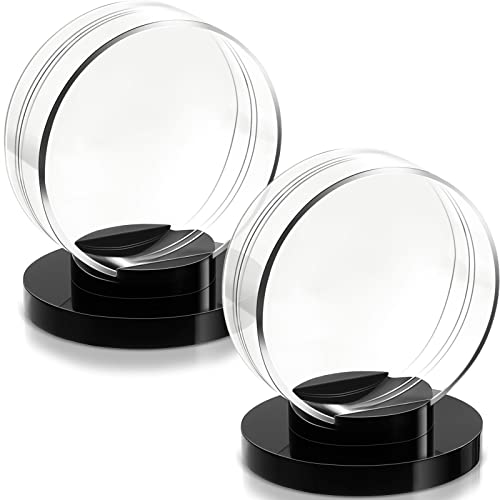 Taiyin Hockey Puck Display Case Acrylic Clear Puck Holder with Shell Base Hockey Display Stand Autographed Souvenir Memorabilia for Enthusiasts Collection - color: Clear, Black