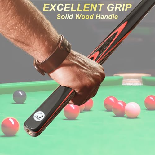 HomeSeason 57inch Snooker Cue Stick 18oz 3/4 Jointed Pool Cue, with Extension, Cue Case, Durable Ash Wood and Red Maple Construction Billiards Cue - color: HSS10