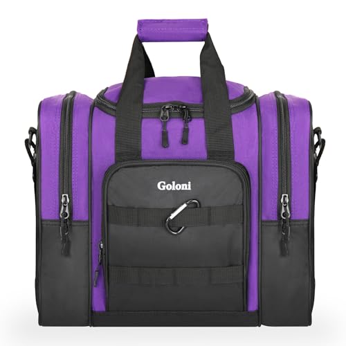 Goloni 1 Ball Bowling Bag for Men, Durable Bowling Tote with Padded Holder & Ventilated Shoe Compartment (Fits Size 14) - color: Purple