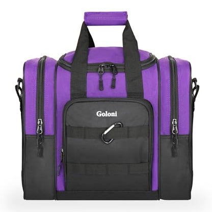 Goloni 1 Ball Bowling Bag for Men, Durable Bowling Tote with Padded Holder & Ventilated Shoe Compartment (Fits Size 14) - color: Purple