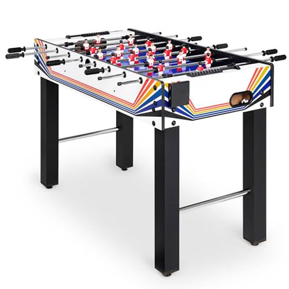 Best Choice Products Foosball Table for Kids and Adults, Game Room Soccer Game Table w/ 2 Balls, 2 Cup Holders, Ergonomic Handles, Chrome Finished Metal Bars - color: Blue/White Arcade