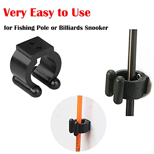 Wall Mounted Fishing Pole Holder - 20pcs Black Rubber Rod & Cue Clips for Pool & Fishing Storage Rack