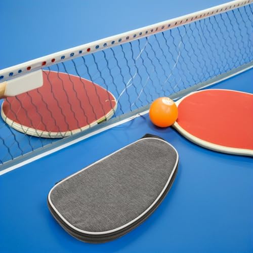 Zerodeko Table Tennis Racket Bag with Paddle Storage and Ball Holder, Portable Grey Shell Case, 2pcs Set for Table Tennis Paddle Protection and Organization
