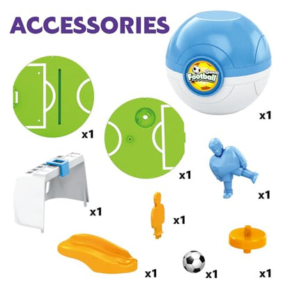 Mini Tabletop Football Game in a Ball, Travel-Ready Pocket Soccer Board Game with Launcher & Goalkeeper, Desktop Sports Toy for Kids Ages 3+