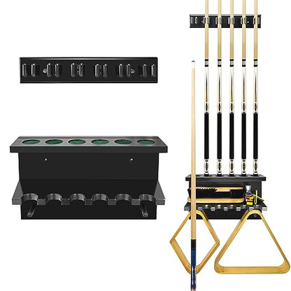 Pool Stick Holder Pool Cue Rack Wall Mount Pool Cue Holder for 6 Sticks Billiard Pool Table Accessories Organizer, Black - color: Black