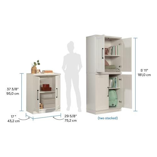 HomePlus Small Kitchen Pantry Storage Cabinet with Adjustable Shelves, Living Room Storage Cabinet, Soft White Finish - color: White