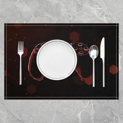 Erosebridal Gamepad 4 PCS of Placemats 12x18 Video Game Place Mat for Dining Table Boys 3D Neon Modern Gamer Non Slip Table Mats Geometric Dark Brown Lights - color: Dark Brown