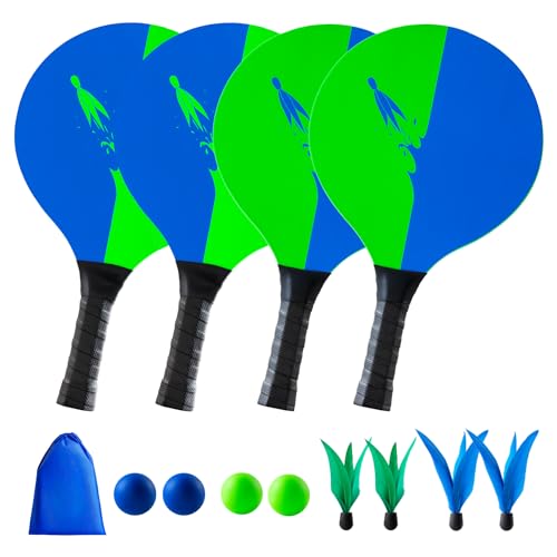 U&C Planet Beach Paddle Ball Set, Badminton Rackets, Paddle Ball Game | Great Sports Gift for Kids Adults and Family Fun at Beach, Backyard, Park, Camping, Yard, Lawn, Indoor Outdoor Active Play - color: Blue (Age:7+)