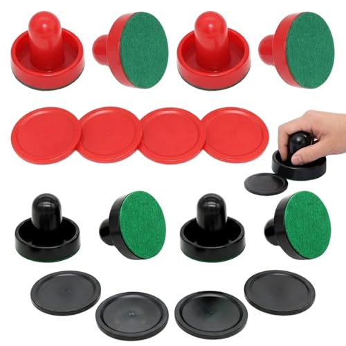 Air Hockey Pucks and Paddles Set, 16 Replacement Parts for Air Hockey Table, Smooth Surface Professional Mini Air Hockey Pucks, Standard Size Paddles with Durable Materials for Competitive Play
