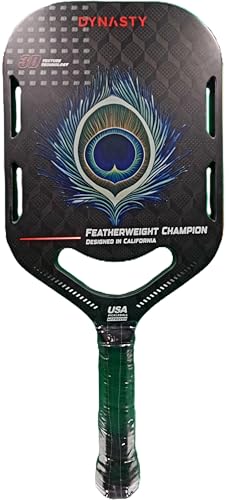 Dynasty Heavyweight/Feather T700 Triple-Layer Raw Carbon Fiber + Friction Surface 16mm Aero *Gen 3.5 All-Court Power Pickleball Paddle* / Hall of Famer 18K *Control+Spin* - color: Featherweight 3D 18K Peacock