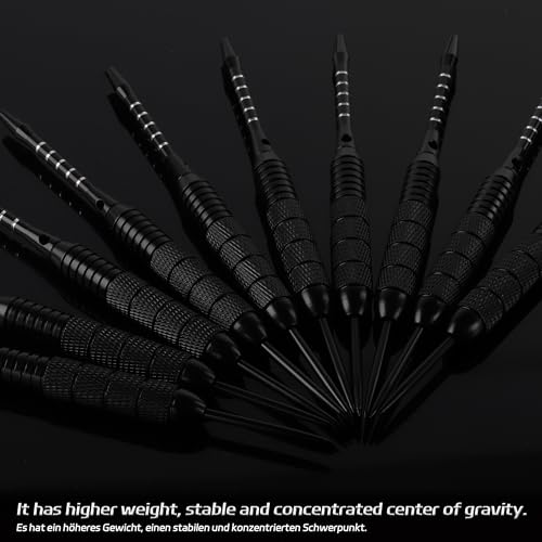 CyeeLife 12 Pack Steel Tip Darts, Professional Metal Dart Set with 12 Premium Aluminum Shafts and 4 Style PET Flights and Sharpener,22 Grams