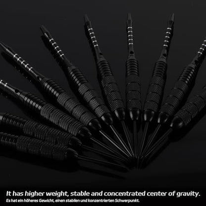 CyeeLife 12 Pack Steel Tip Darts, Professional Metal Dart Set with 12 Premium Aluminum Shafts and 4 Style PET Flights and Sharpener,22 Grams