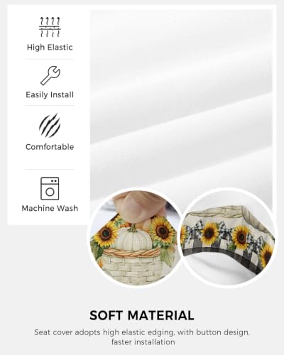Savannan Office Chair Cover, Fall Sunflower Pumpkin Protective Stretch Elastic Universal Cover for Desk Task Chair,Computer Rotating Chair 1 Pcs Retro Linen Checkered Bow Plant