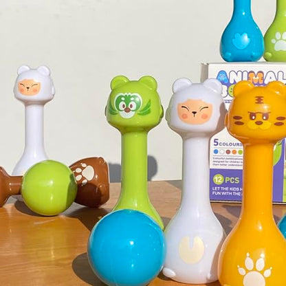 Bowling Set for Kids 2-5, Indoor Bowling Game Toy for 3 4 Year, 10 Plastic Bowling Pins 2 Bowling Ball, Animal Toddler Bowling Set, Birthday Gifts for 2 3 4 5 Year Old Boys & Girls
