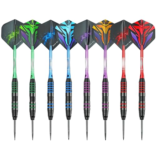 WINSDART Steel Tip Darts 12 Pack Set with Nonslip Iron Barrel Aluminum Dart Shafts and Flights Darts Sharpener an Gift Box - color: Multicolor 2-Darts-G