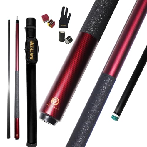 EAGLEKING Carbon Fiber Pool Cue 58" Professional - 12.5mm Low-Deflection Tip with Leather Grip - Enhanced Accuracy for Billiards & Home Entertainment