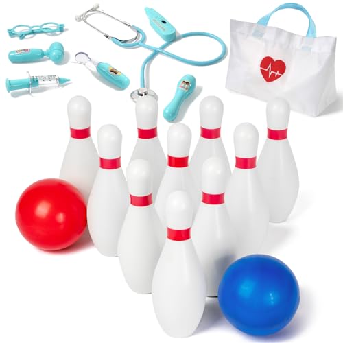 Phobby ToddlerToys for 2 3 4 5 Years Old Boys Girls, Christmas Bithday Gifts - Kids Bowling Set and Pretend Play Doctor Kit