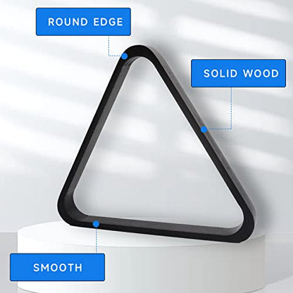 GSE Games & Sports Expert Solid Wood Billiard 8-Ball Triangle / 9-Ball Diamond Pool Ball Racks for 2-1/4" Pool Balls, Pool Table Accessories - color: Black, style: 8-Ball Triangle Rack