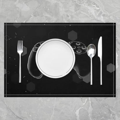 Erosebridal Gamer Boys 4 PCS of Placemats 12x18 Game Controller Place Mat for Dining Table Spots Hexagon Non Slip Table Mats Grey Honeycomb Modern - color: Gray