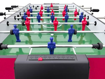 Table Soccer Game Table, Mini Foosball Table for Adults, Compact Indoor Football Table Games with Smooth Rods and Scoreboard, Includes 2 Balls for Home Game or Office Entertainment, Red