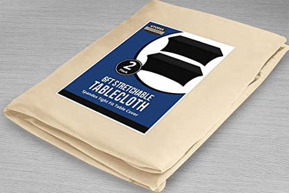 Utopia Kitchen Spandex Tablecloth 2 Pack [6FT, Champagne] Tight, Fitted, Washable and Wrinkle Resistant Stretch Table Cloth Rectangle Cover for Trade Show, Weddings & Parties [72Lx30Wx30H Inch] - color: Champagne, size: 6 Feet - 2 Pack