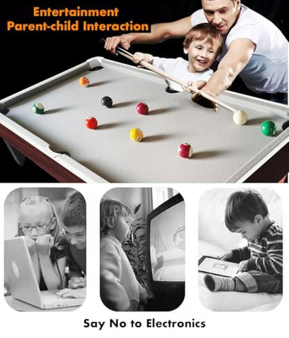 DRM 40 Inch Pool Table Top, 3.5FT Mini Pool Table Top, Small Wooden Snooker Tabletop, Billiards Tabletop Set with Full Accessories