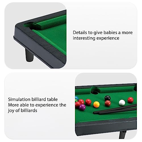 Mini Pool Table, Portable Tabletop Billiards Game Interactive Simulation Foldable Miniature Billiard Game Set with Balls, Sticks, Billiard Cue and Tripod Rack for Desktop