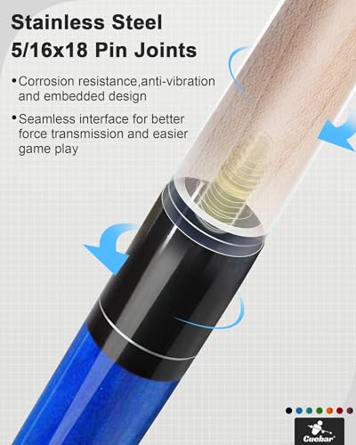 Pool Cues Set of 6, 58" 2-Piece 3D Grip Billiard Table Sticks, 4 Weights (18-21oz) & 6 Colors, Pro Maple Pool Sticks for Home Bar Game Room - color: Purple+Red+Orange+Green+Blue+Black