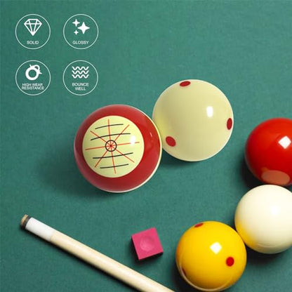 Pool Cue Ball 2-1/4" Standard Size Billiard Cue Ball Replacement for Training - color: Red Dots&Red
