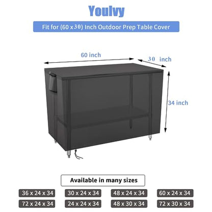 Outdoor Prep Table Cover 60 Inch,Waterproof Fadeproof UV Resistant Patio Stainless Steel Metal BBQ Table Cover All Season Protection for Outdoor Table - 60 x 30 x 34 Inch - size: 60" x 30" x 34"