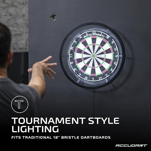 Accudart Vortex LED Surround - Tournament Style - 360 Degree Bright LED Lighting - Fits Traditional 18" Boards - Attaches Together in Minutes