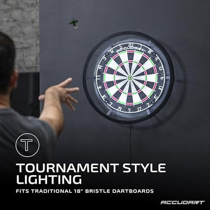 Accudart Vortex LED Surround - Tournament Style - 360 Degree Bright LED Lighting - Fits Traditional 18" Boards - Attaches Together in Minutes