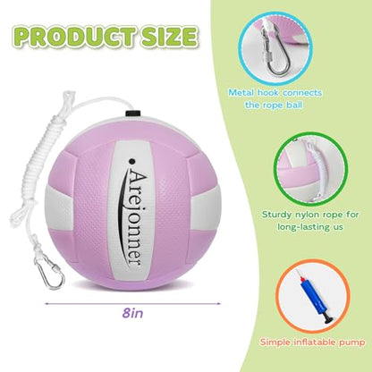 Tetherball, 2 Pcs Tether Balls and Rope Set,Replacement Tetherball with Ball Pump for Adults Backyard Outdoors - color: Pink & Purple