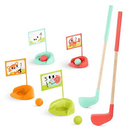 B. toys – Wooden Golf Set for Toddlers with Storage Bag – Sports & Outdoors Pretend Play Toy – 15 Pieces Set – 3+ Years