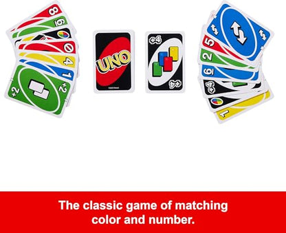 Mattel Games UNO Card Game for Kid, Adult & Family Nights & Parties, Travel & Vacations, Color Blind Accessible & Customizable Deck (Amazon Exclusive) - style: UNO