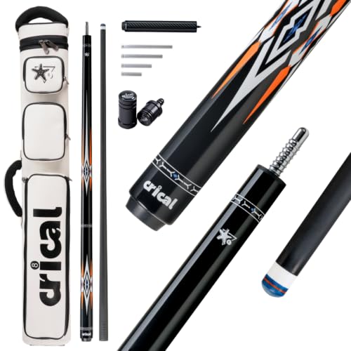 CRICAL 58-Inch Carbon Fiber Pool Cue Set, Low Deflection, 12.5mm Tip | Includes 2x4 hard cue case, cue extension and weight bolts for storage, added reach and custom balance. - color: CL-pro-2-set10
