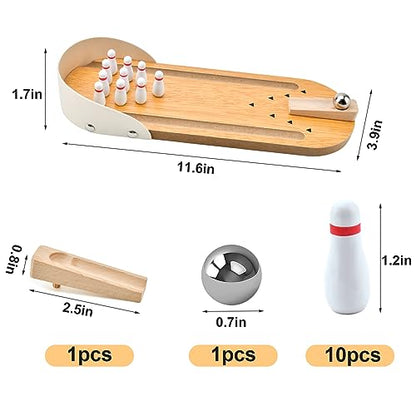 Tabletop Mini Bowling Game Set: Funny White Elephant Gifts for Adults Men Women Christmas Stocking Stuffers for Teens Boys Girls Kids Wooden Home Bowling Alleys Office Desk Toys Stress Relief Gadgets