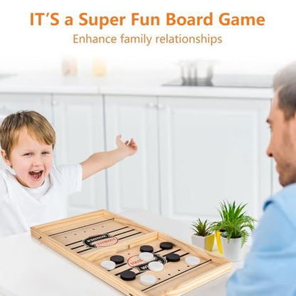 Board Game Fast Sling Puck Game Fast Action Wooden Air Hockey Board Games for Adults, Family Night or Friends Party(Small 1) - size: Small 1