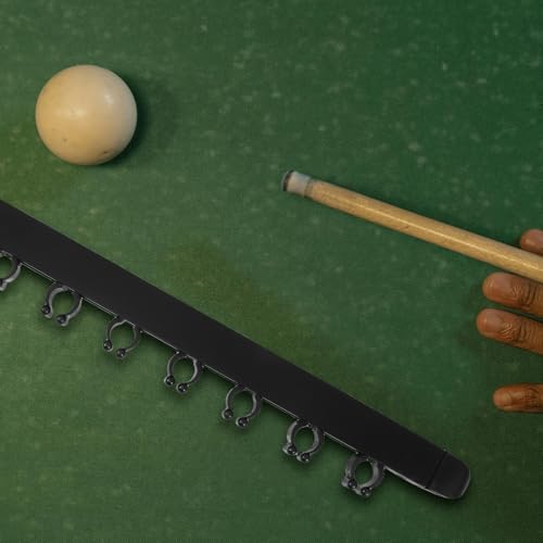 Cabilock Wood Billiard Cue Rack 8-hole Solid Wood Wall-mounted Pool Cue Holder with Bridge Stick Organizer for Home and Game Room