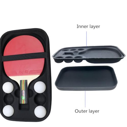 Table Tennis Equipment Carrying Case for Ping Pong Paddles/Table Tennis Paddles, Fits for 2 Paddles and 6 Balls