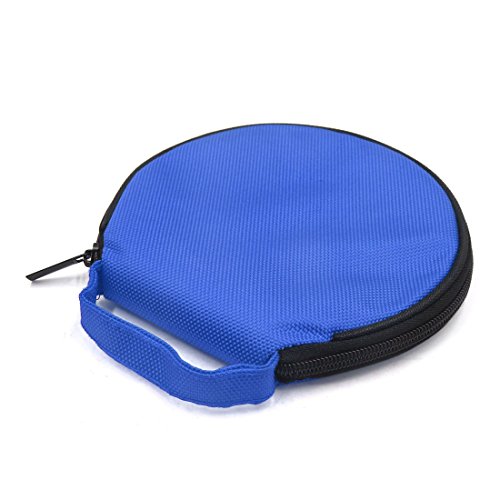 uxcell Blue Zipper Closure Round CD Discs Holder Bag Storage Carry Case Wallet for Car - color: Blue