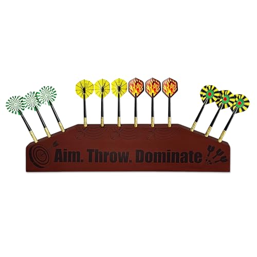 Wall Mounted Dart Holder Wall Caddy, Wooden Dart Rack Holds 12 Darts, Dart Board Accessories Display Stand for Dart Game, Dartboard Wall Storage Organizer