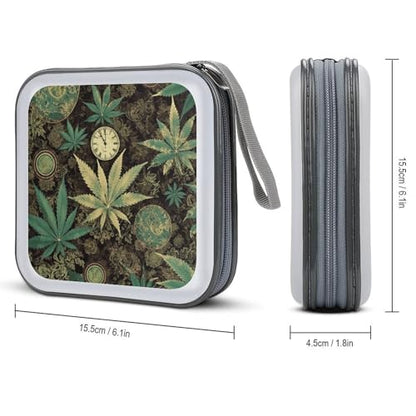 A Puff in Time Weed Marijuana Portable CD Case Holder,DVD Wallet Holder 40 Capacity CD Cases Storage DVD Book Binder for Car Home Travel - color: A Puff in Time Weed Marijuana