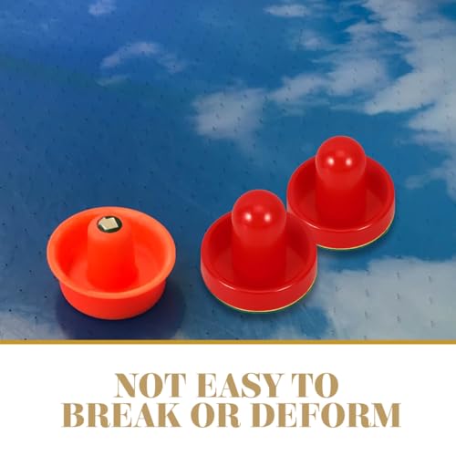 POPETPOP 1 Set Air Hockey Pushers and Pucks, Air Hockey Goal Handles Pushers, Goal Handles Paddles Replacement Accessories for Game Tables (2 Strikers, 4 Pucks)